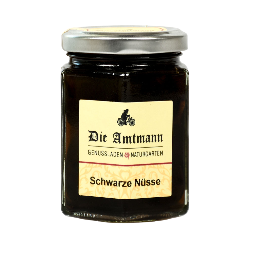Einmachglas: Schwarze Nüsse