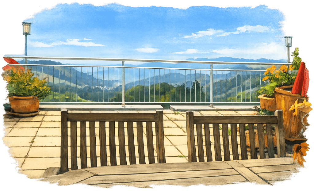 Blick von der Terrasse des Apartments mit herrlichem Bergpanorama