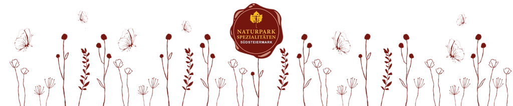 Blumenwiese mit Naturparkspezialitäten-Logo