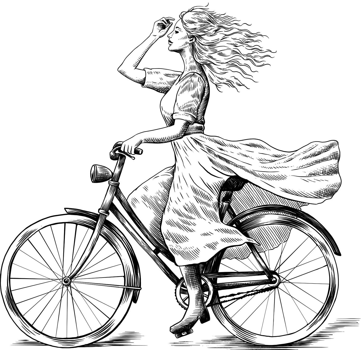 Gemalenes Bild einer Radfahrerin